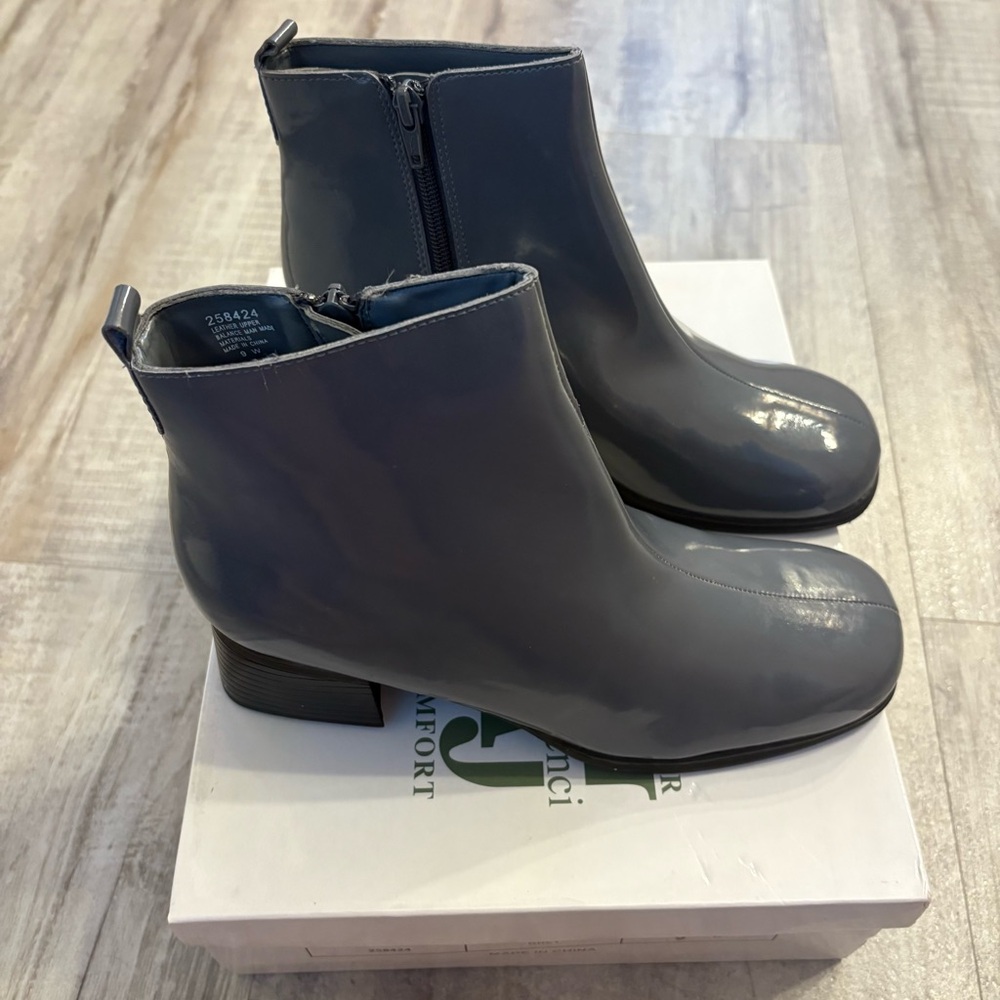 AJ Valenci Gray Leather Booties 9
